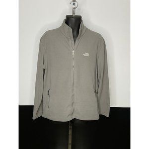 𝅺THE North Face Men's Gray Full Zip Long Sleeve Fleece Jacket Sz Large